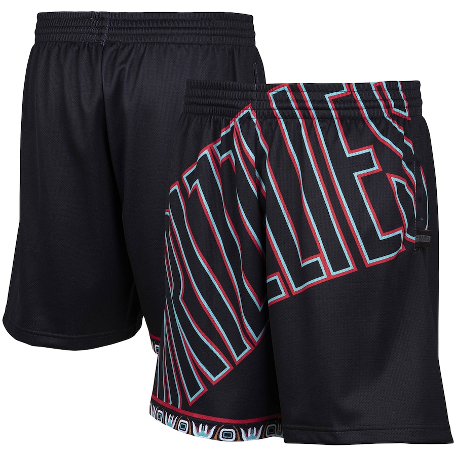 Men's Vancouver Grizzlies Mitchell & Ness Black Hardwood Classics Big Face 2.0 Shorts