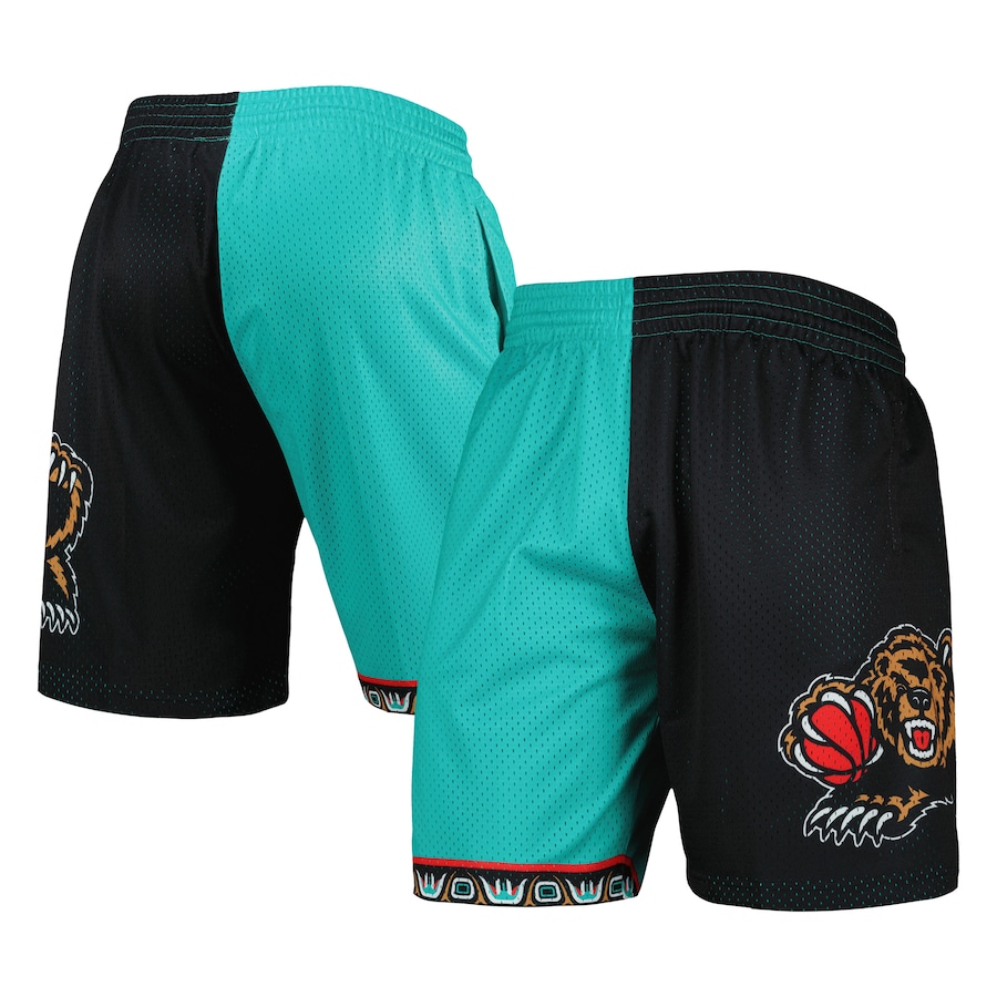 Men's Vancouver Grizzlies Mitchell & Ness Turquoise/Black Hardwood Classics 1998 Split Swingman Shorts Men's Vancouver Grizzlies Mitchell & Ness Turquoise/Black Hardwood Classics 1998 Split Swingman Shorts