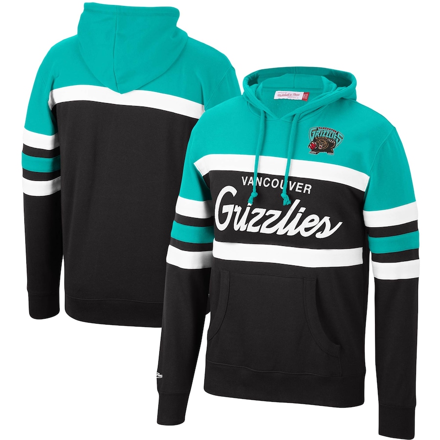 Men's Vancouver Grizzlies Mitchell & Ness Turquoise/Black Head Coach Pullover Hoodie