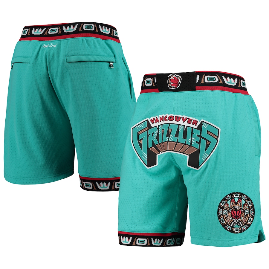 Men's Vancouver Grizzlies Mitchell & Ness Turquoise Hardwood Classics 1996-97 Just Don Shorts Men's Vancouver Grizzlies Mitchell & Ness Turquoise Hardwood Classics 1996-97 Just Don Shorts