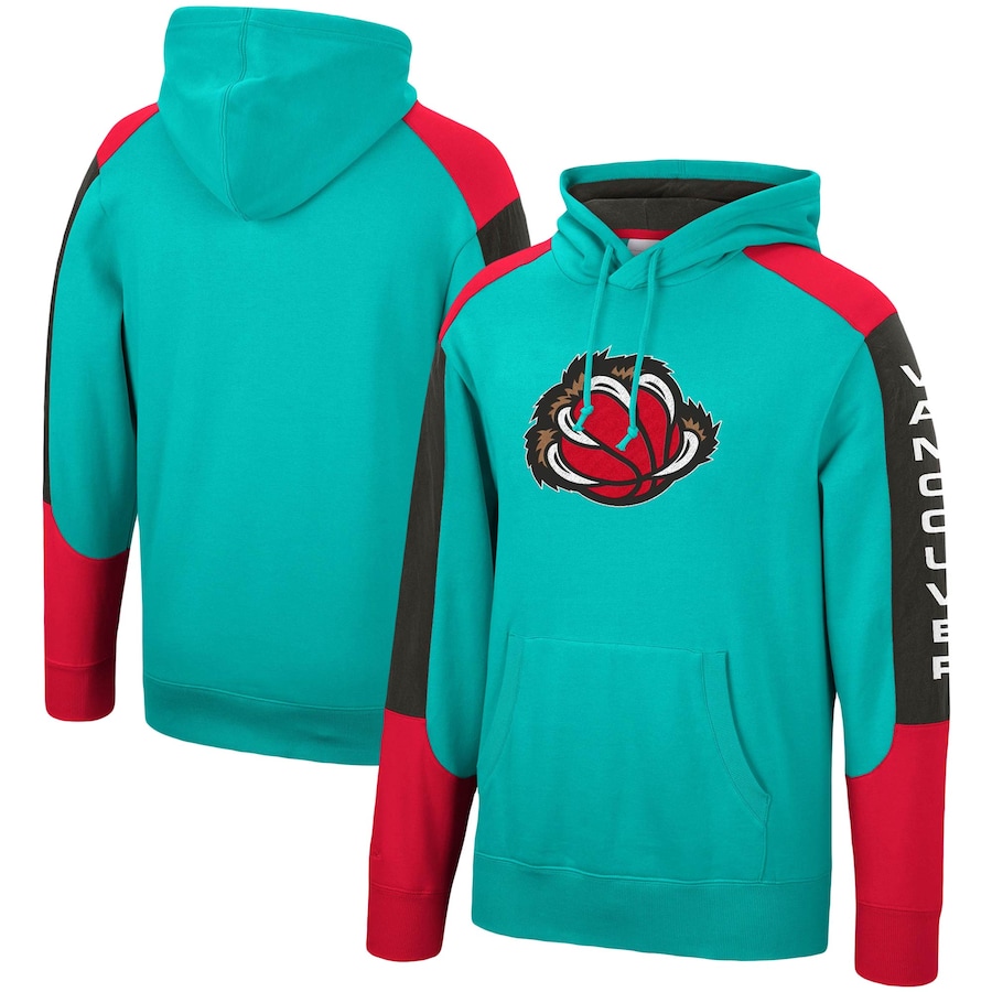 Men's Vancouver Grizzlies Mitchell & Ness Turquoise Hardwood Classics Fusion Pullover Hoodie