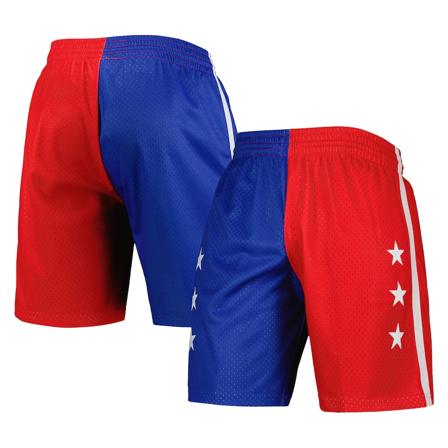 Men's Washington Bullets Mitchell & Ness Blue/Red Hardwood Classics 1996 Split Swingman Shorts