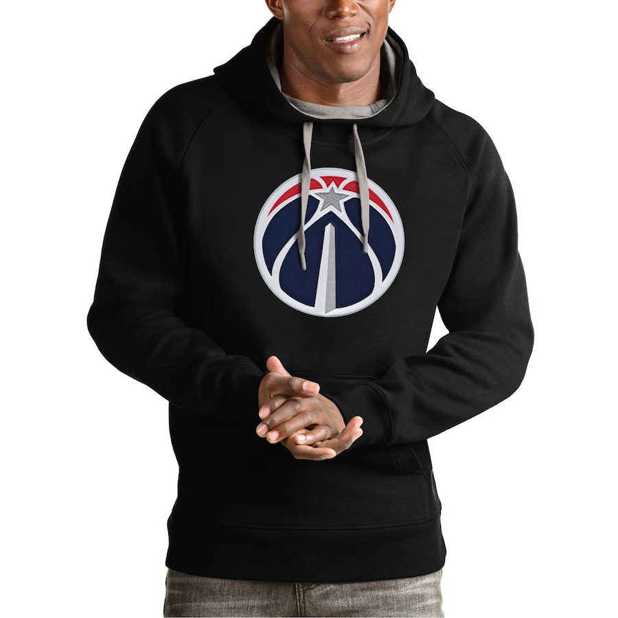 Men's Washington Wizards Antigua Black Team Logo Victory Pullover Hoodie Men's Washington Wizards Antigua Black Team Logo Victory Pullover Hoodie