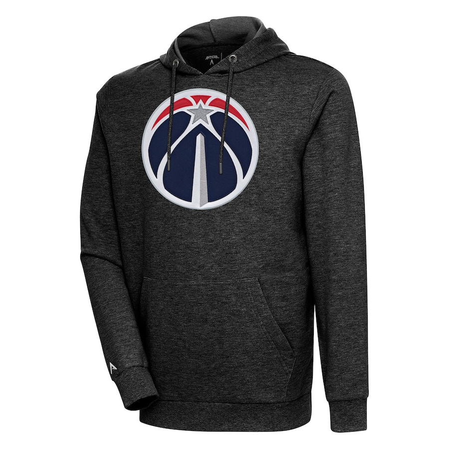 Men's Washington Wizards Antigua Heather Black Action Pullover Hoodie Men's Washington Wizards Antigua Heather Black Action Pullover Hoodie