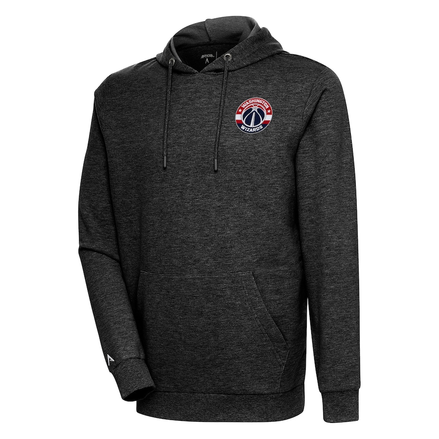 Men's Washington Wizards Antigua Heather Black Action Pullover Hoodie Men's Washington Wizards Antigua Heather Black Action Pullover Hoodie