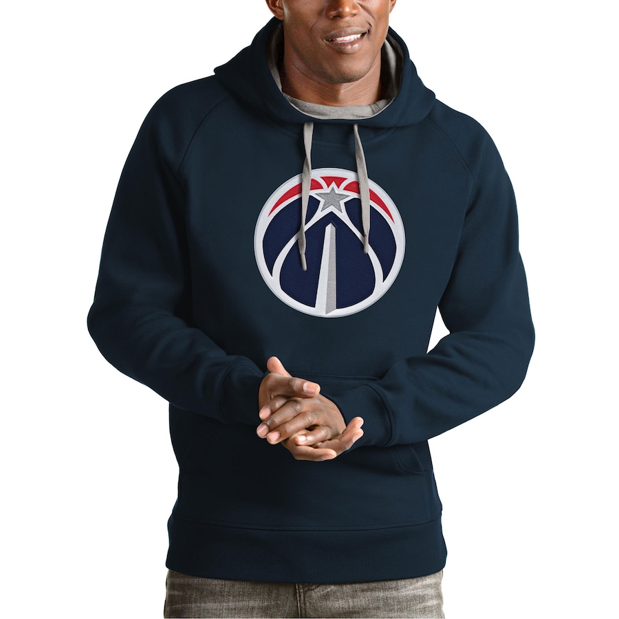 Men's Washington Wizards Antigua Navy Team Logo Victory Pullover Hoodie Men's Washington Wizards Antigua Navy Team Logo Victory Pullover Hoodie
