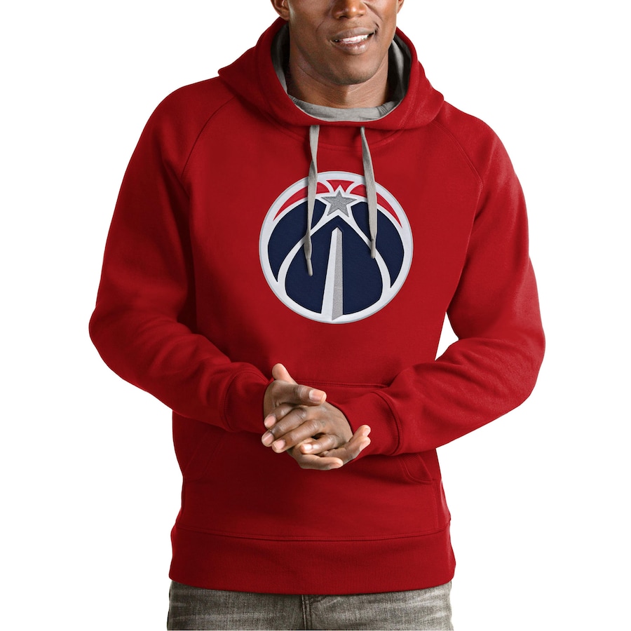 Men's Washington Wizards Antigua Red Team Logo Victory Pullover Hoodie