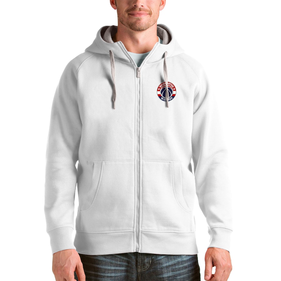 Men's Washington Wizards Antigua White Logo Victory Full-Zip Hoodie Men's Washington Wizards Antigua White Logo Victory Full-Zip Hoodie