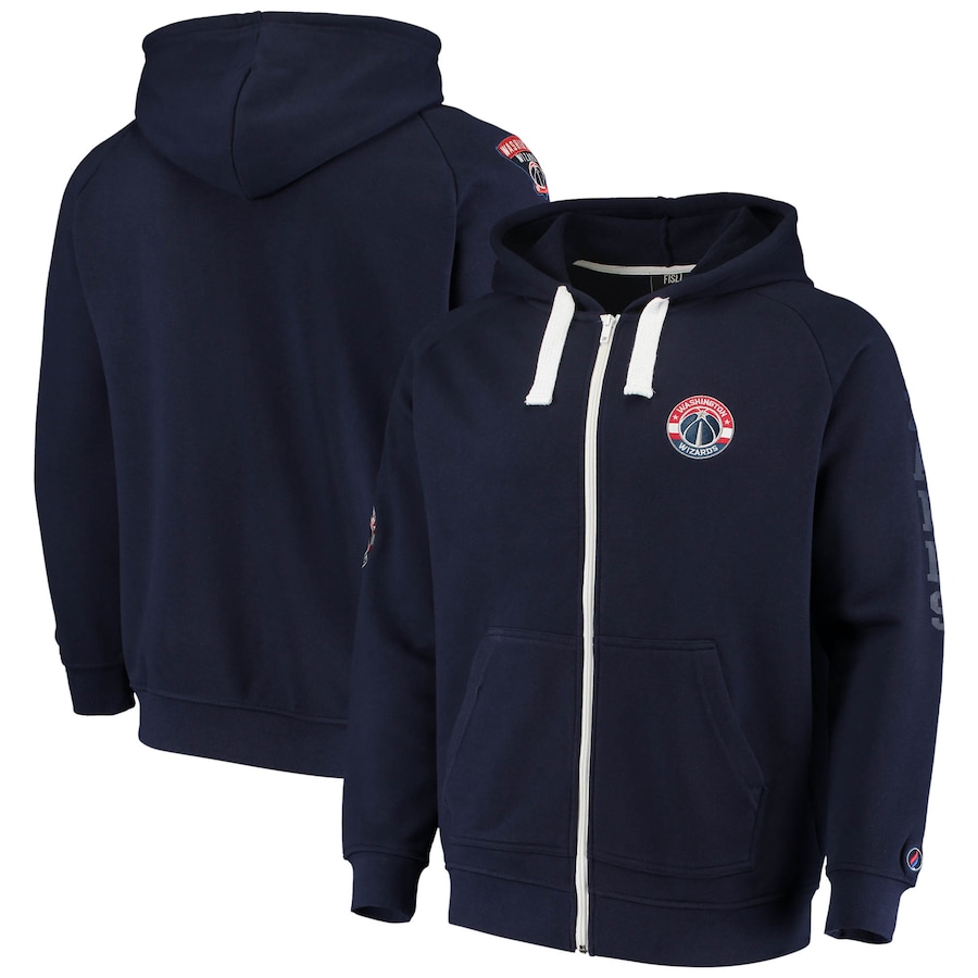Men's Washington Wizards FISLL Navy Logo Patch Full-Zip Hoodie Men's Washington Wizards FISLL Navy Logo Patch Full-Zip Hoodie