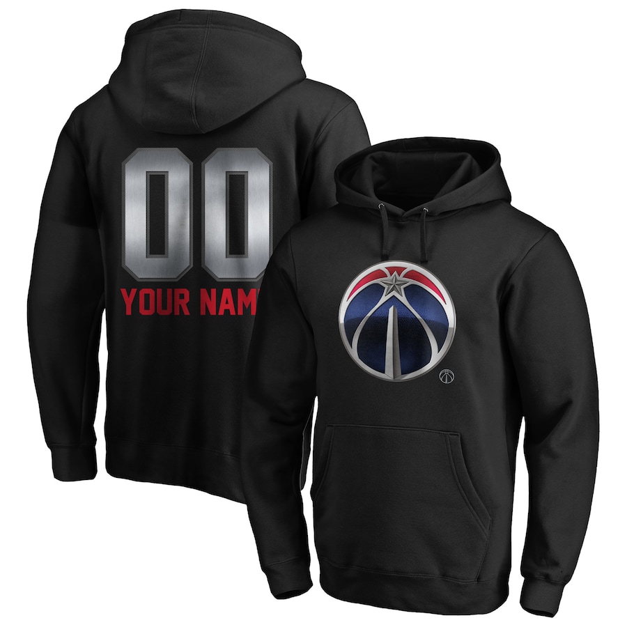 Men's Customize Washington Wizards Black Midnight Mascot Personalized Name & Number Pullover Hoodie Men's Customize Washington Wizards Black Midnight Mascot Personalized Name & Number Pullover Hoodie