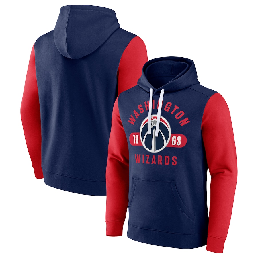 Men's Washington Wizards Navy/Red Attack Colorblock Pullover Hoodie Men's Washington Wizards Navy/Red Attack Colorblock Pullover Hoodie