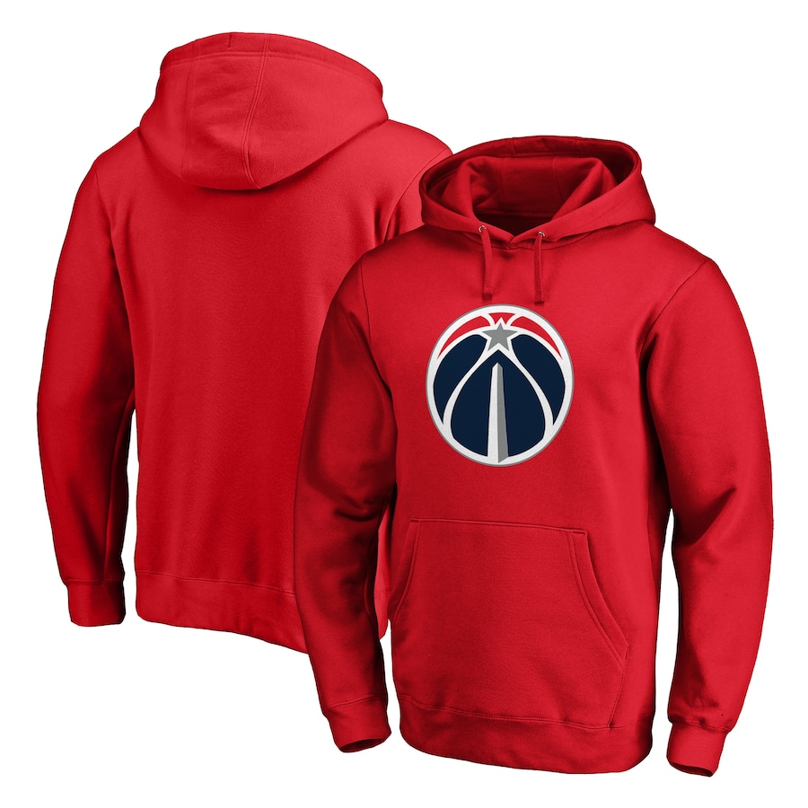 Men's Washington Wizards Red Icon Primary Logo Fitted Pullover Hoodie