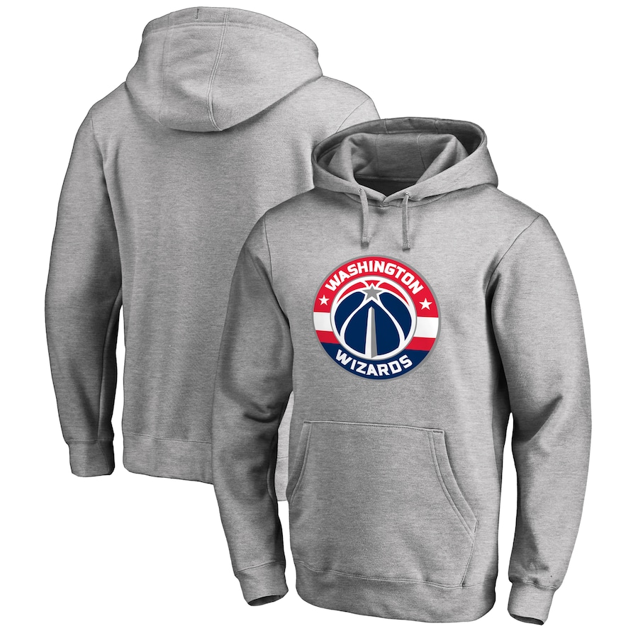 Men's Washington Wizards Heather Gray Primary Logo Pullover Hoodie Men's Washington Wizards Heather Gray Primary Logo Pullover Hoodie