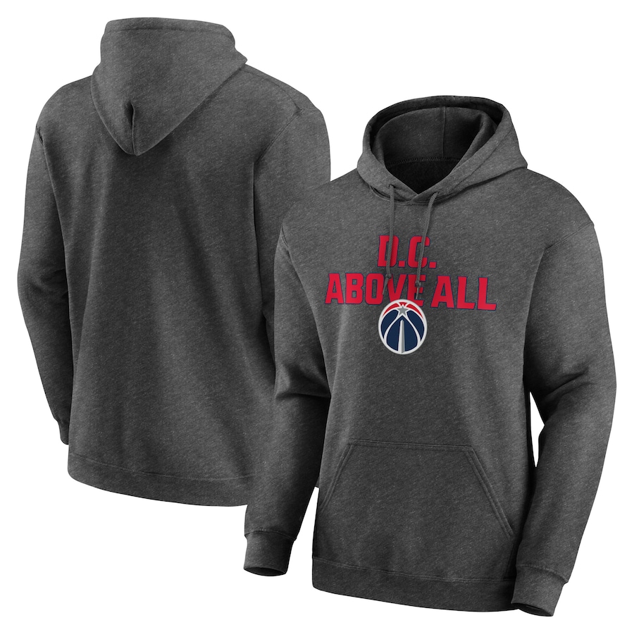 Men's Washington Wizards Heathered Charcoal Victory Earned Pullover Hoodie Men's Washington Wizards Heathered Charcoal Victory Earned Pullover Hoodie