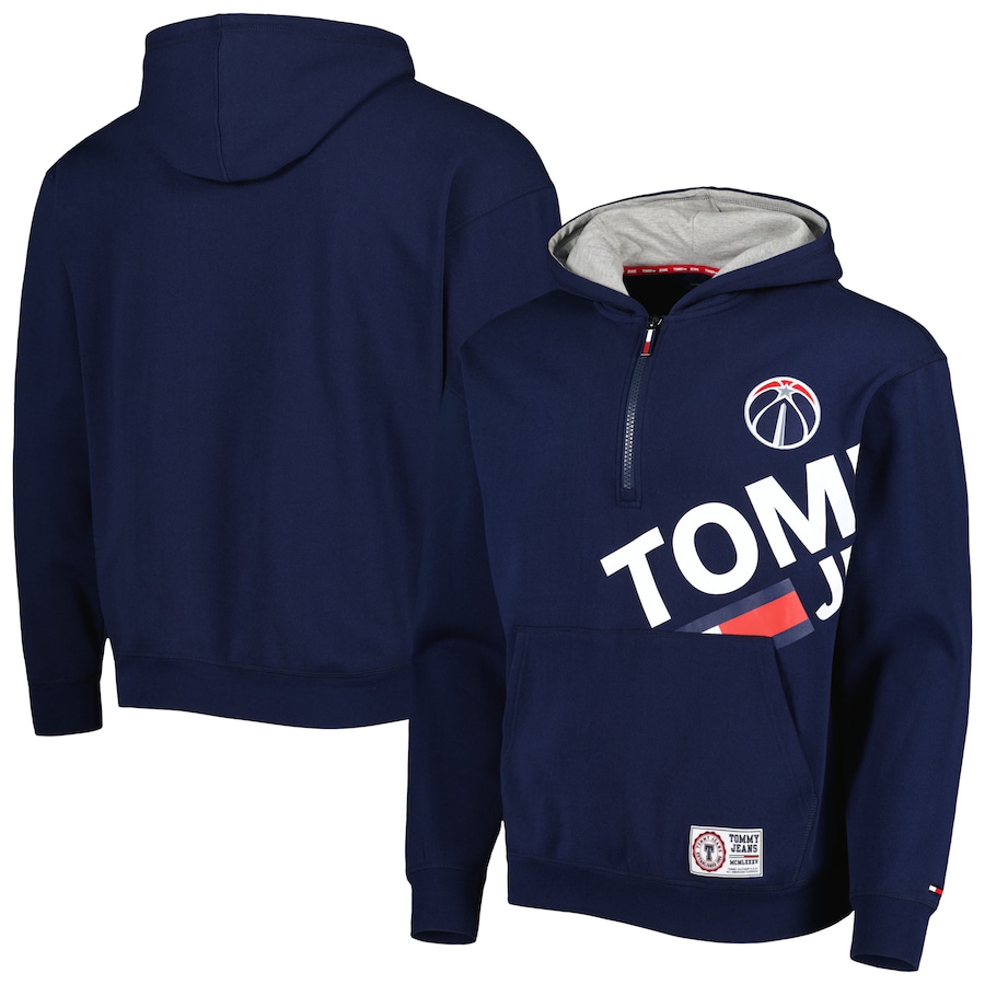 Men's Washington Wizards Tommy Jeans Navy Bernard Half-Zip Hoodie Men's Washington Wizards Tommy Jeans Navy Bernard Half-Zip Hoodie