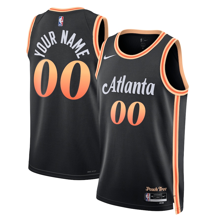 Men's Atlanta Hawks NBA Black 2022/23 Swingman Custom Jersey - City Edition