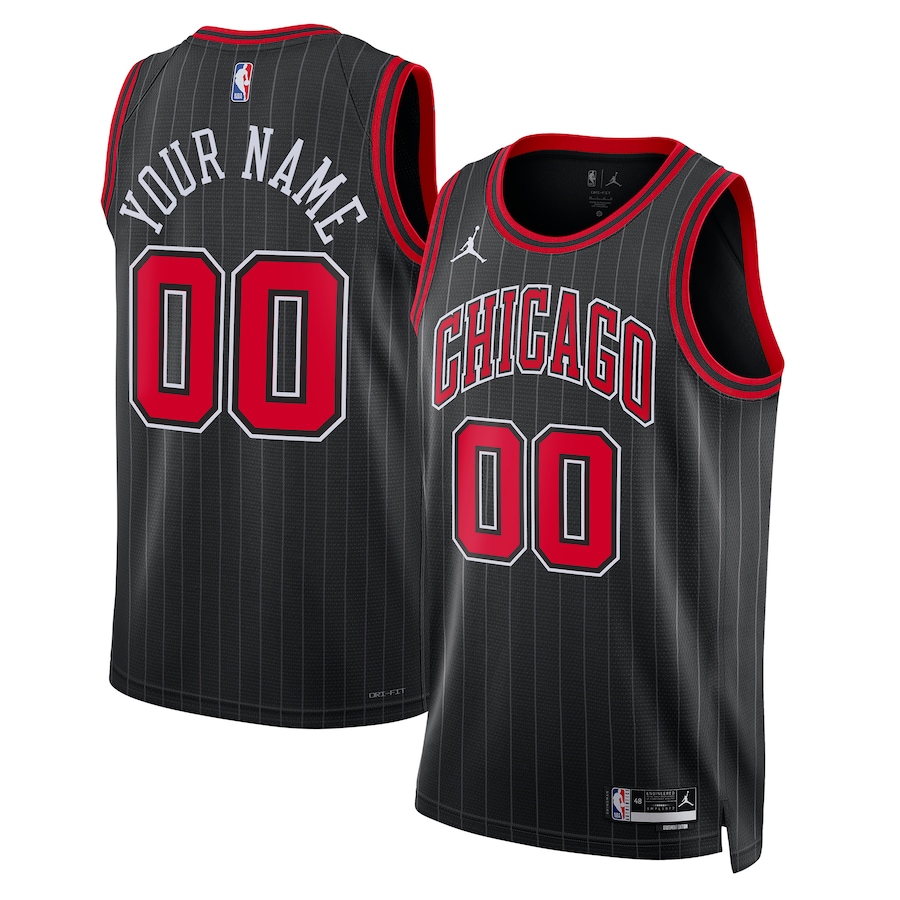 Men's Chicago Bulls Jordan Brand Black 2022/23 Swingman Custom Jersey - Statement Edition