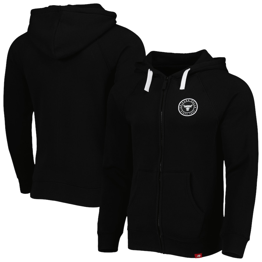 Men's Chicago Bulls Sportiqe Black Denali Heywood Tri-Blend Raglan Full-Zip Hoodie Men's Chicago Bulls Sportiqe Black Denali Heywood Tri-Blend Raglan Full-Zip Hoodie