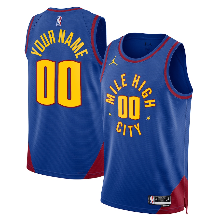 Men's Denver Nuggets Jordan Brand Blue Swingman Custom Jersey - Statement Edition With 2023 NBA finals patch Men's Denver Nuggets Jordan Brand Blue Swingman Custom Jersey - Statement Edition With 2023 NBA finals patch