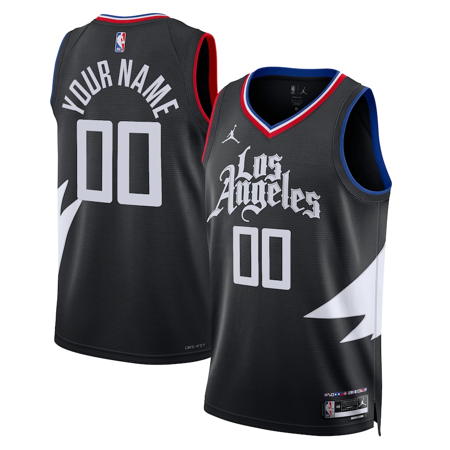 Men's LA Clippers Jordan Brand Black 2022/23 Swingman Custom Jersey - Statement Edition
