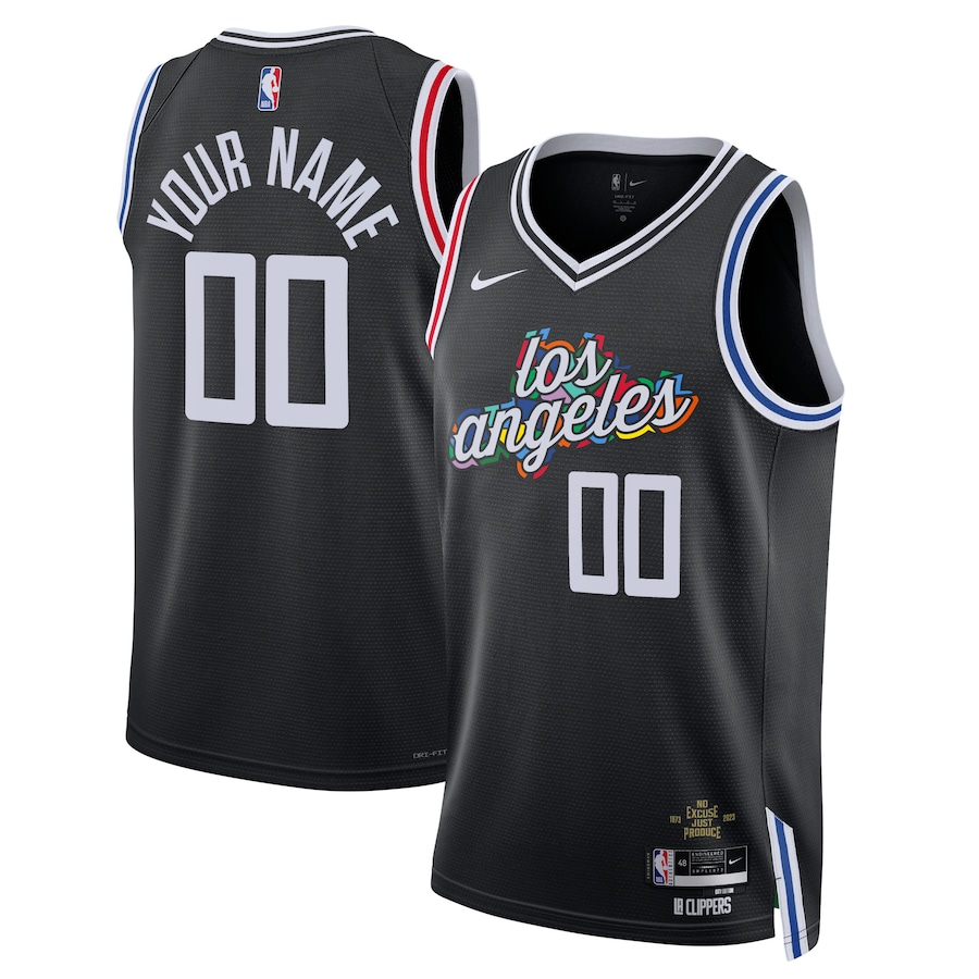 Men's LA Clippers NBA Black 2022/23 Swingman Custom Jersey - City Edition