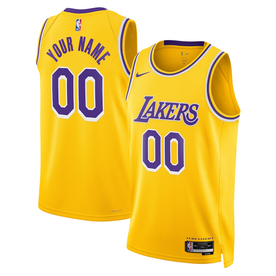Men's Los Angeles Lakers NBA Gold 2022/23 Swingman Custom Jersey - Icon Edition