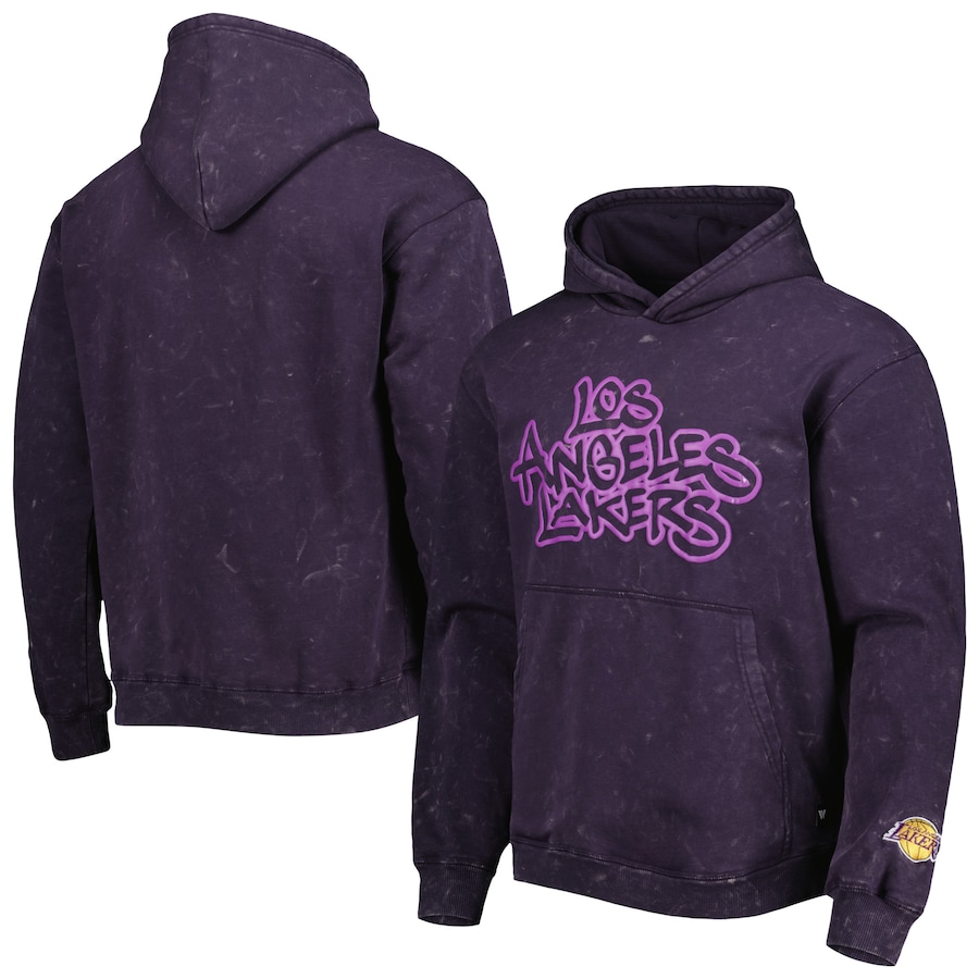 Women's Los Angeles Lakers The Wild Collective Purple Tonal Acid Wash Pullover Hoodie Women's Los Angeles Lakers The Wild Collective Purple Tonal Acid Wash Pullover Hoodie