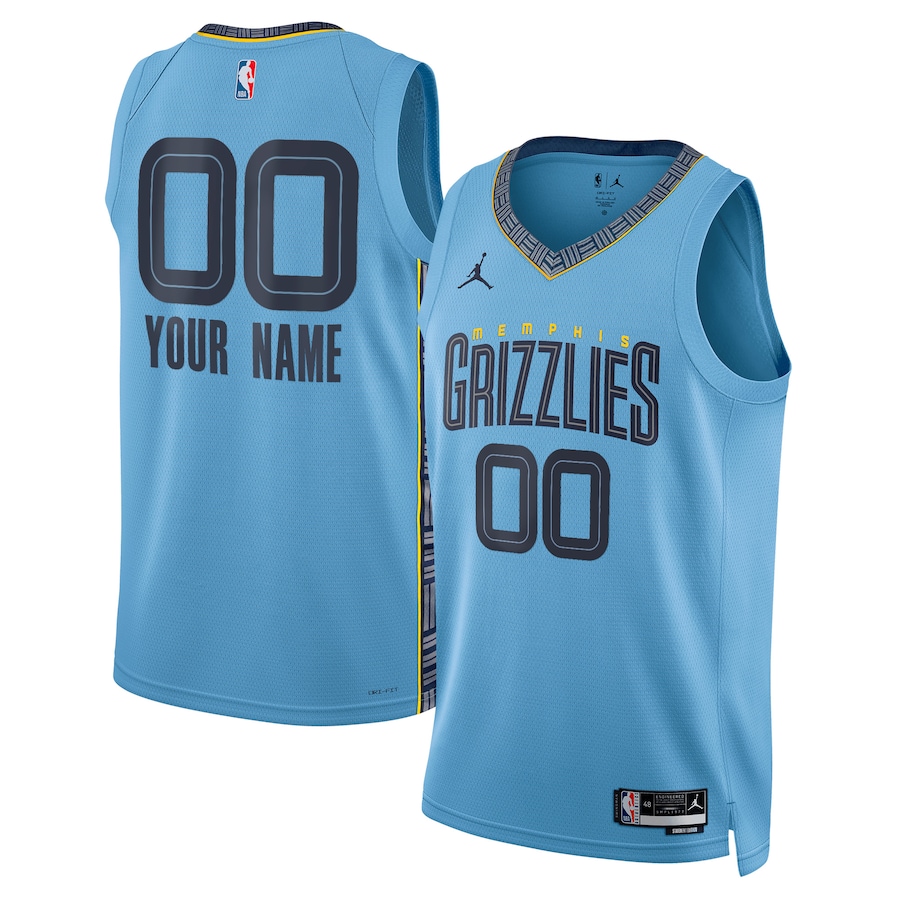 Men's Memphis Grizzlies Jordan Brand Blue 2022/23 Swingman Custom Jersey - Statement Edition Men's Memphis Grizzlies Jordan Brand Blue 2022/23 Swingman Custom Jersey - Statement Edition