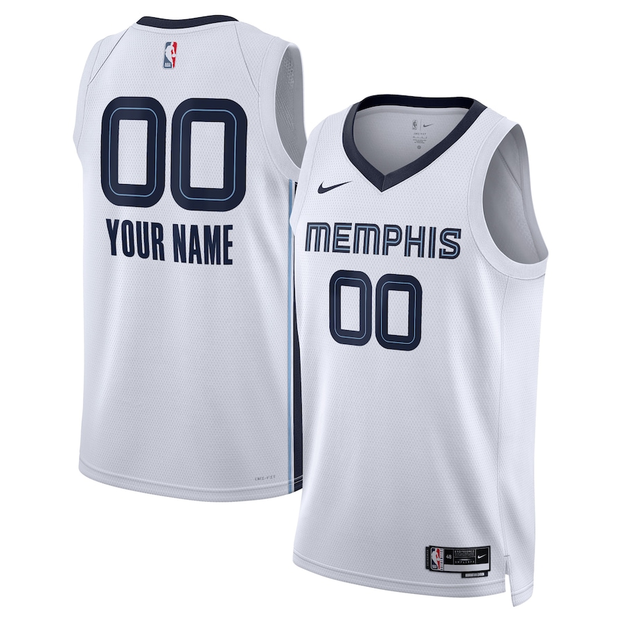 Men's Memphis Grizzlies NBA White 2022/23 Swingman Custom Jersey - Association Edition Men's Memphis Grizzlies NBA White 2022/23 Swingman Custom Jersey - Association Edition