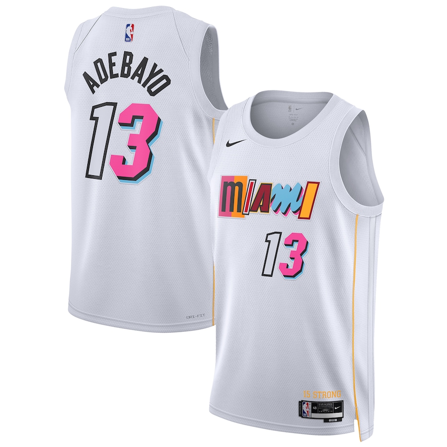 Men's Miami Heat Bam Adebayo NBA White Swingman Jersey - City Edition With 2023 NBA finals patch 