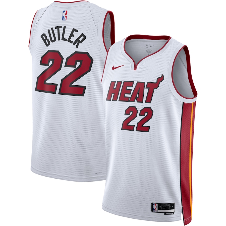 Men's Miami Heat Jimmy Butler NBA White Swingman Jersey - Association Edition With 2023 NBA finals patch 