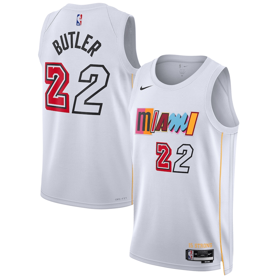 Men's Miami Heat Jimmy Butler NBA White Swingman Jersey - City Edition With 2023 NBA finals patch 