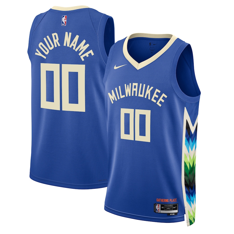 Men's Milwaukee Bucks NBA Royal 2022/23 Swingman Custom Jersey - City Edition Men's Milwaukee Bucks NBA Royal 2022/23 Swingman Custom Jersey - City Edition