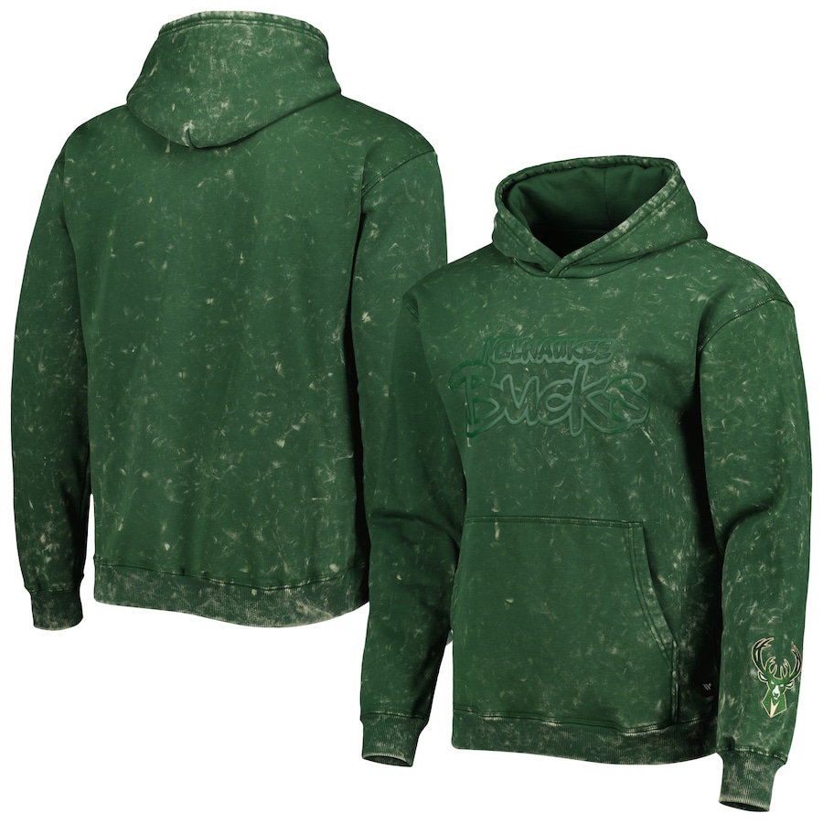 Women's Milwaukee Bucks The Wild Collective Hunter Green Tonal Acid Wash Pullover Hoodie Women's Milwaukee Bucks The Wild Collective Hunter Green Tonal Acid Wash Pullover Hoodie