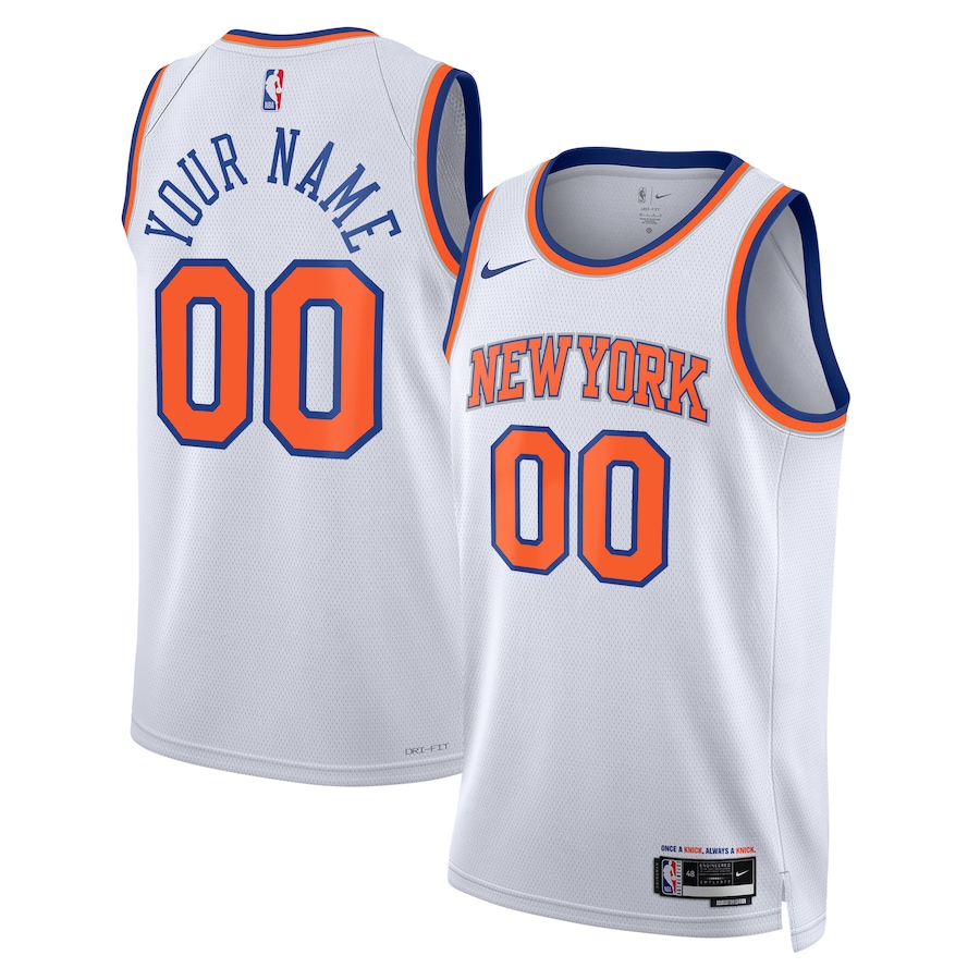 Men's New York Knicks NBA White 2022/23 Swingman Custom Jersey - Association Edition Men's New York Knicks NBA White 2022/23 Swingman Custom Jersey - Association Edition