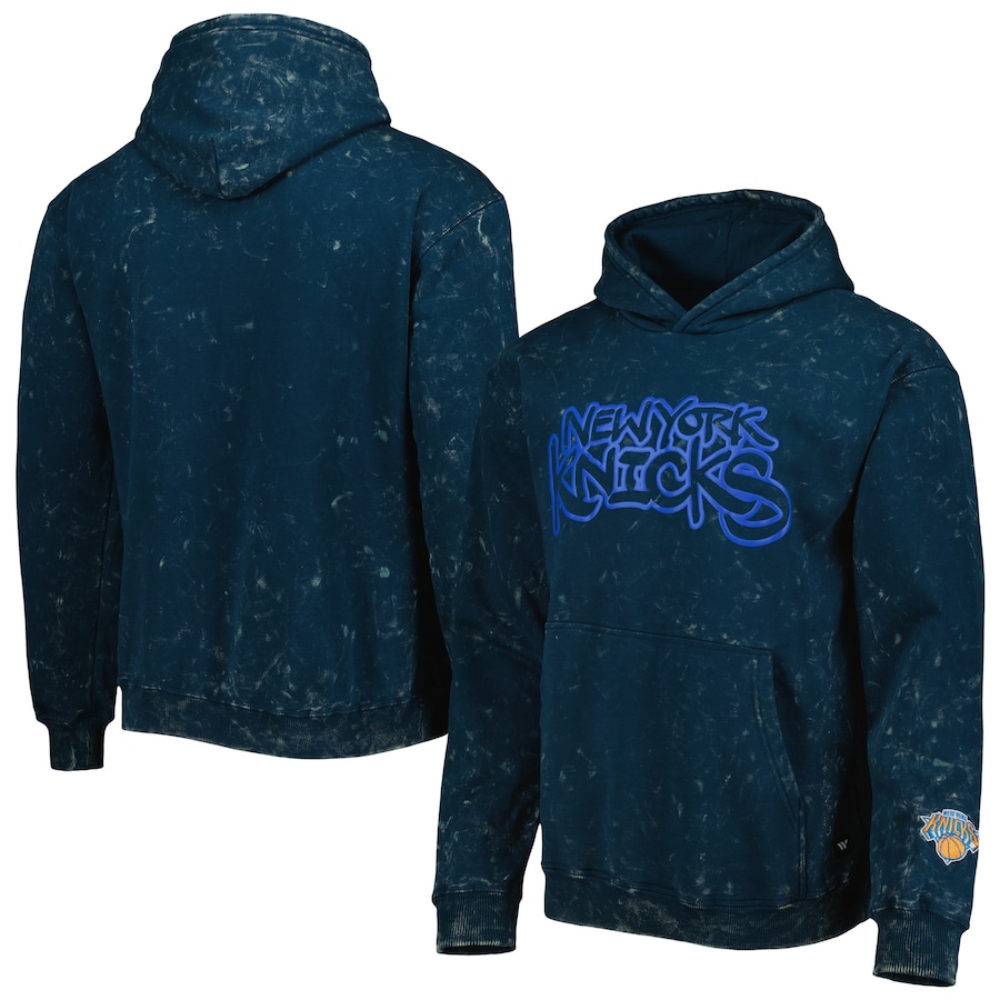 Men's New York Knicks The Wild Collective Blue Tonal Acid Wash Pullover Hoodie Men's New York Knicks The Wild Collective Blue Tonal Acid Wash Pullover Hoodie
