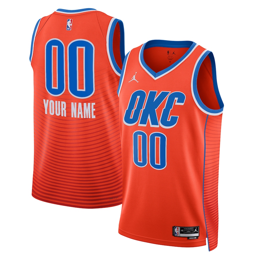 Men's Oklahoma City Thunder Jordan Brand Orange 2022/23 Swingman Custom Jersey - Statement Edition Men's Oklahoma City Thunder Jordan Brand Orange 2022/23 Swingman Custom Jersey - Statement Edition