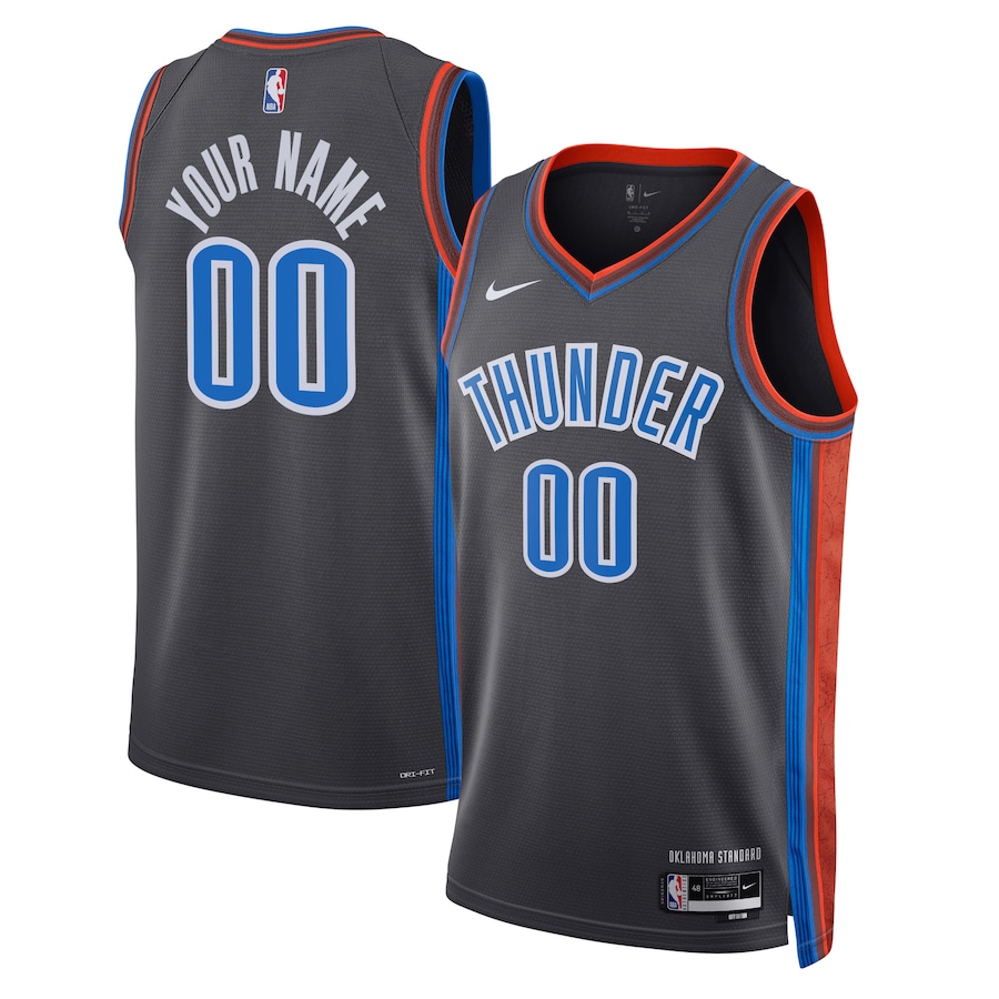 Men's Oklahoma City Thunder NBA Black 2022/23 Swingman Custom Jersey - City Edition Men's Oklahoma City Thunder NBA Black 2022/23 Swingman Custom Jersey - City Edition
