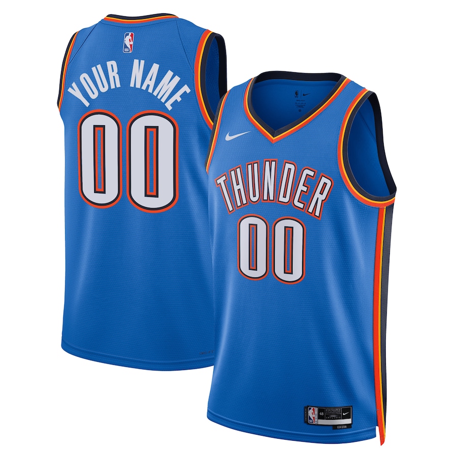 Men's Oklahoma City Thunder NBA Blue 2022/23 Swingman Custom Jersey - Icon Edition