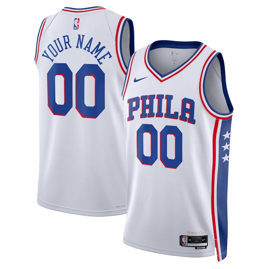 Men's Philadelphia 76ers NBA White 2022/23 Swingman Custom Jersey - Association Edition Men's Philadelphia 76ers NBA White 2022/23 Swingman Custom Jersey - Association Edition