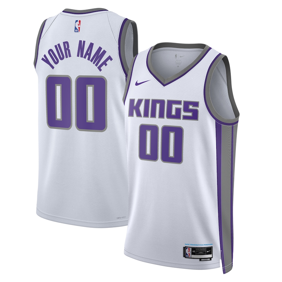 Men's Sacramento Kings NBA White 2022/23 Swingman Custom Jersey - Association Edition Men's Sacramento Kings NBA White 2022/23 Swingman Custom Jersey - Association Edition