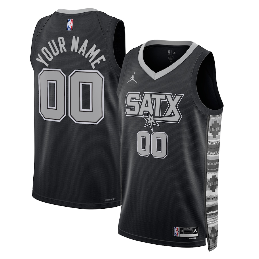 Men's San Antonio Spurs Jordan Brand Black 2022/23 Swingman Custom Jersey - Statement Edition Men's San Antonio Spurs Jordan Brand Black 2022/23 Swingman Custom Jersey - Statement Edition