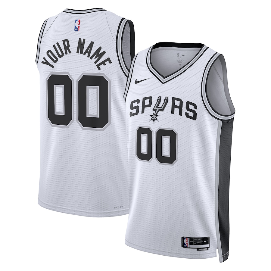 Men's San Antonio Spurs NBA White 2022/23 Swingman Custom Jersey - Association Edition Men's San Antonio Spurs NBA White 2022/23 Swingman Custom Jersey - Association Edition
