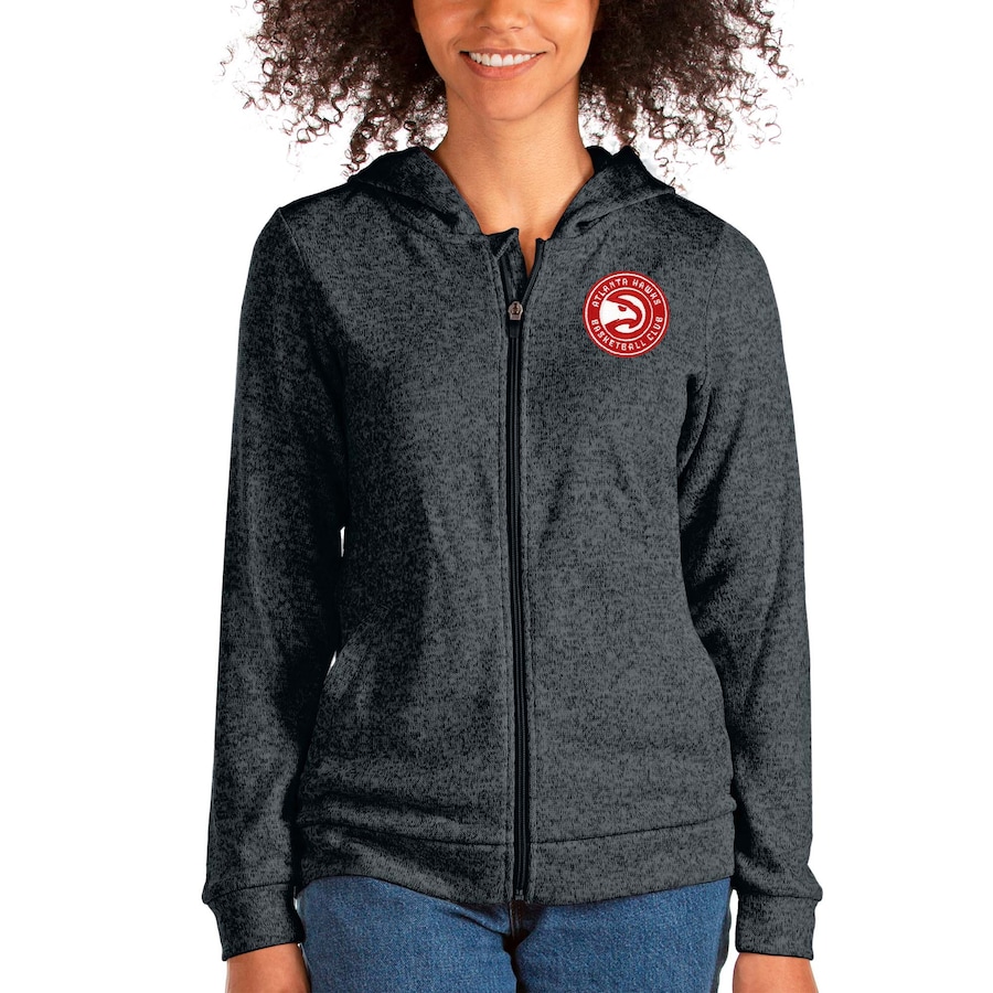 Women's Atlanta Hawks Antigua Heathered Charcoal Absolute Full-Zip Hoodie Women's Atlanta Hawks Antigua Heathered Charcoal Absolute Full-Zip Hoodie