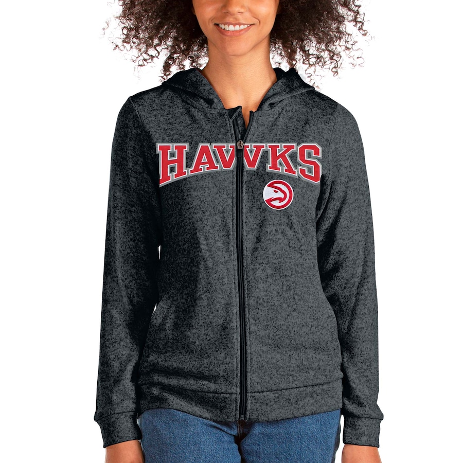 Women's Atlanta Hawks Antigua Heathered Charcoal Team Absolute Full-Zip Hoodie Women's Atlanta Hawks Antigua Heathered Charcoal Team Absolute Full-Zip Hoodie