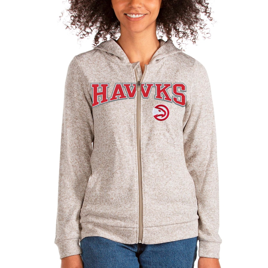 Women's Atlanta Hawks Antigua Oatmeal Team Absolute Full-Zip Hoodie Women's Atlanta Hawks Antigua Oatmeal Team Absolute Full-Zip Hoodie