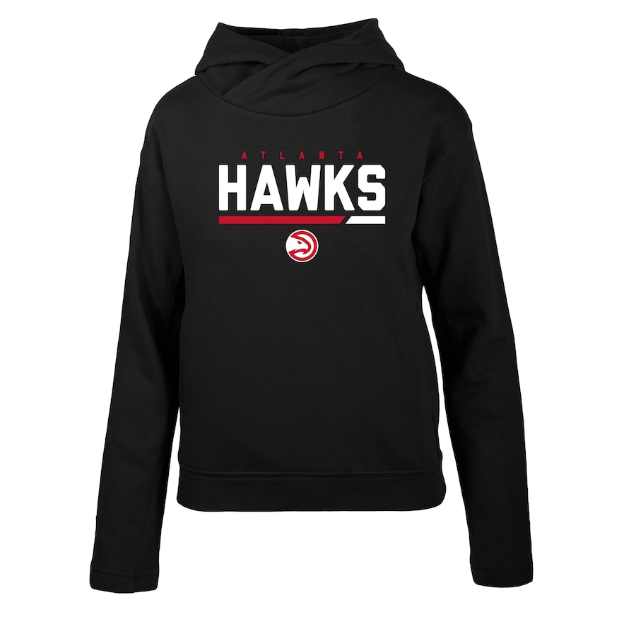 Women's Atlanta Hawks Levelwear Black Evian Cut Off Pullover Hoodie Women's Atlanta Hawks Levelwear Black Evian Cut Off Pullover Hoodie