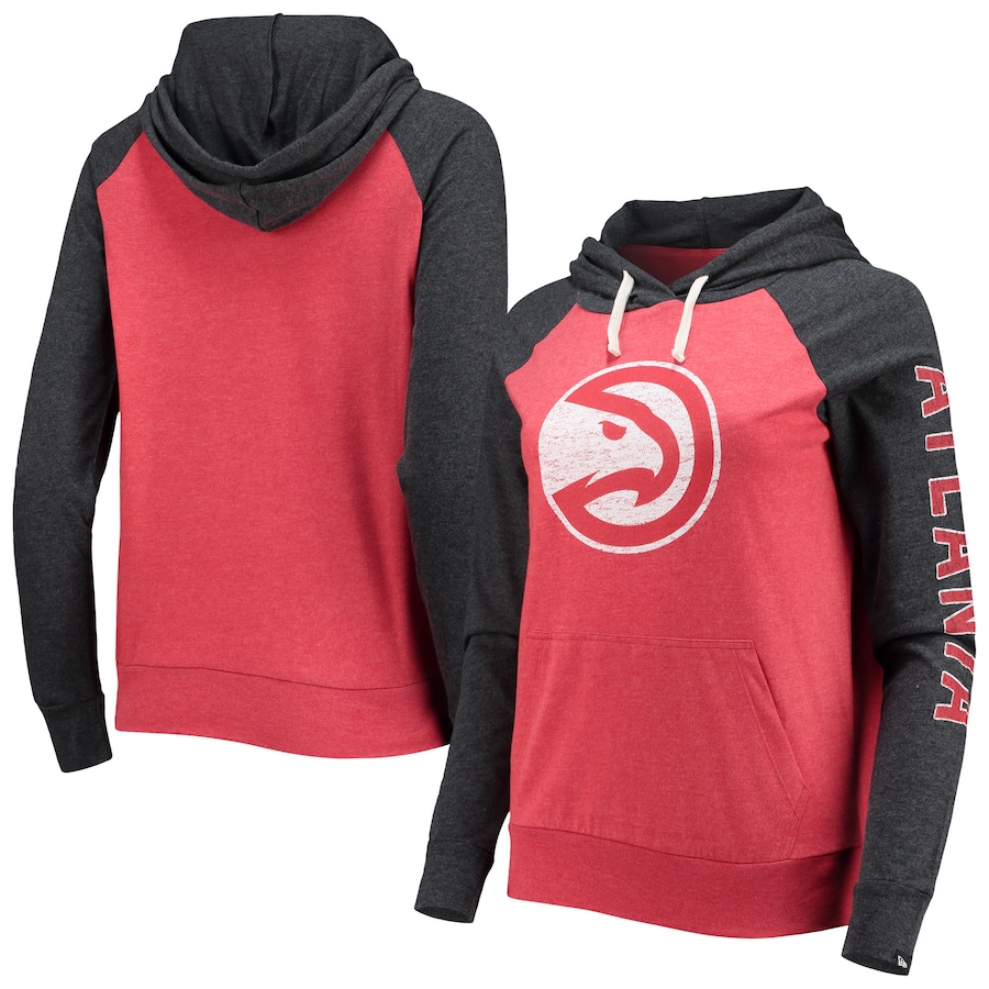 Women's Atlanta Hawks New Era Red Raglan Pullover Hoodie Women's Atlanta Hawks New Era Red Raglan Pullover Hoodie