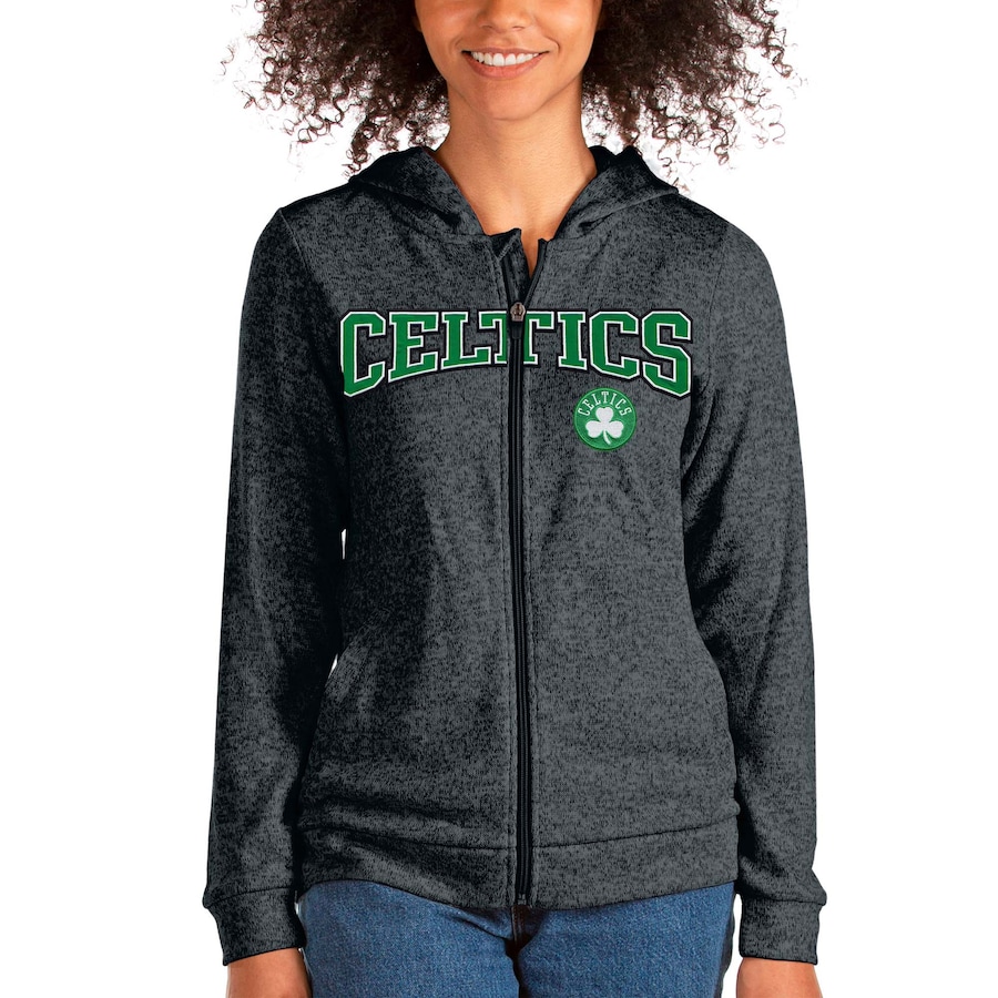 Women's Boston Celtics Antigua Heathered Charcoal Team Absolute Full-Zip Hoodie Women's Boston Celtics Antigua Heathered Charcoal Team Absolute Full-Zip Hoodie