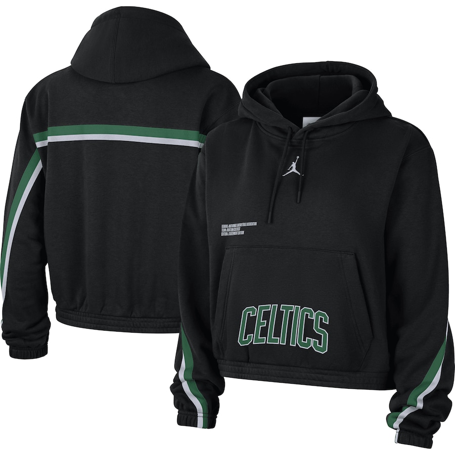 Women's Boston Celtics Jordan Brand Black Courtside Statement Edition Pullover Hoodie
